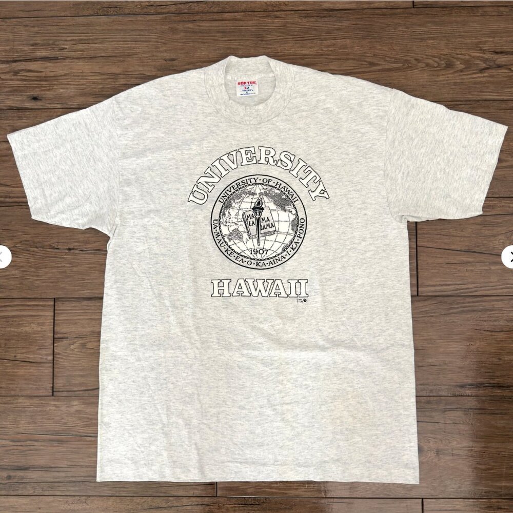 Sof Tee Vintage University Of Hawaii Graphic T Shirt Gray XL‎